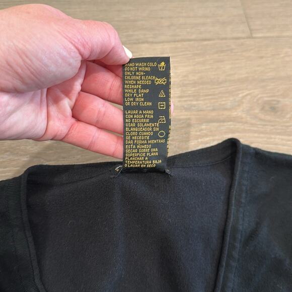 GRACE ELEMENTS Black Acrylic V Neck Long Sleeve Pullover Sweater Top Size XL - Picture 8 of 10